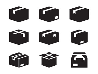 Packaging Box Silhouette Illustration Set