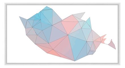 Abstract Geometric Shape with Blue and Pink Facets.