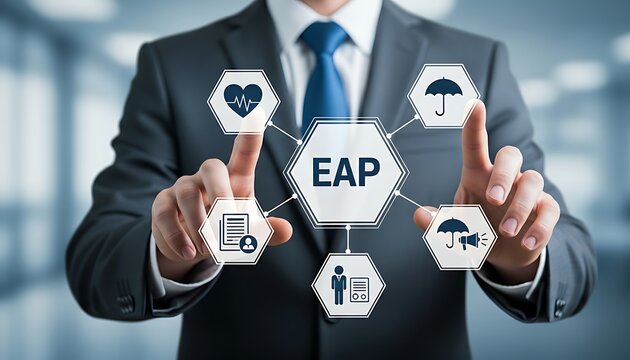 Businessman presenting Employee Assistance Program EAP benefits