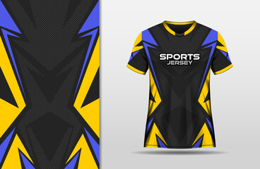 Black sport gaming jersey design with sharp blue and yellow color © Abd