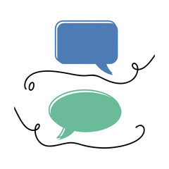 Colorful speech bubbles interacting on white background