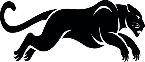 Leaping panther silhouette vector wild cat predator animal icon isolated on light background for logo design and branding © Jesika!