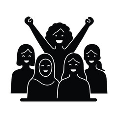 &nbsp;Group of Happy Diverse Women Celebrating and Raising Fists for Empowerment
