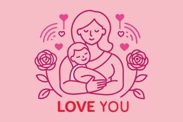 One-Line Art Mothers Day Poster.