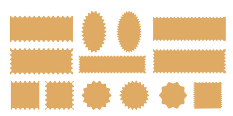 Frame wavy doodle or vector stamp and sticker set. Hand drawn blank frames Vector illustration	