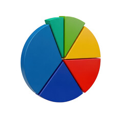 Fototapeta premium Colorful 3D pie chart with five distinct segments on transparent background