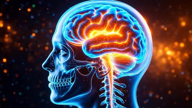 Human brain and skull anatomy