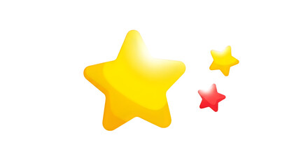 Obraz premium Three Shiny Stars Yellow Red and Yellow isolated on a transparent background