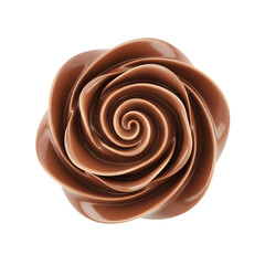 Chocolate swirl dessert decoration with glossy finish isolated on a transparent background