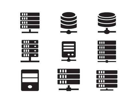 Professional Server Rack Silhouette Icon for Data Center Concepts