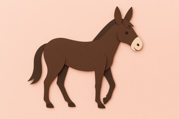 Obraz premium Cute Paper Cut Brown Donkey Illustration