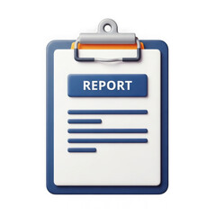 3d illustration of a clipboard with a report on a transparent background