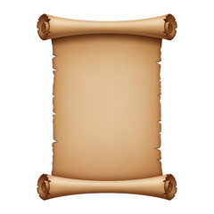 Vintage parchment scroll with rolled edges for document display isolated on a transparent background