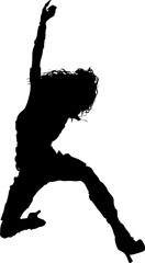 Black silhouette of a warrior zombie woman with outstretched, clawed hands against a white background. Perfect for Halloween, horror themes, or spooky graphic design projects.