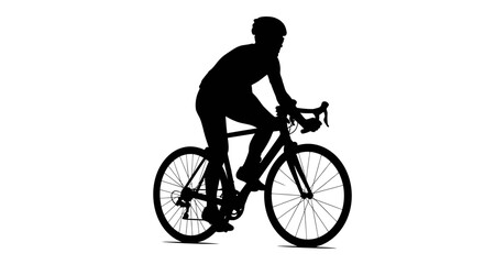 Fototapeta premium Silhouette of a cyclist riding a road bike.