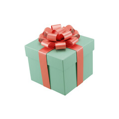 Mint Green Gift Box with Coral Pink Ribbon and Bow