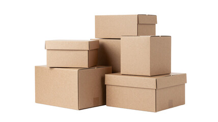 Fototapeta premium Stack of cardboard boxes on transparent background, ready for moving, storage, or shipping needs