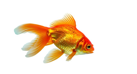 Fototapeta premium Vibrant Orange Goldfish Swimming Against Black Background