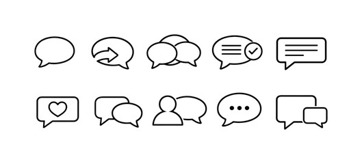Obraz premium Communication flat icon set. Chat, message, email symbols in flat style for apps
