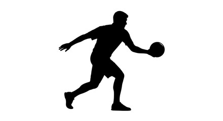 Obraz premium Silhouette of a male basketball player dribbling the ball.