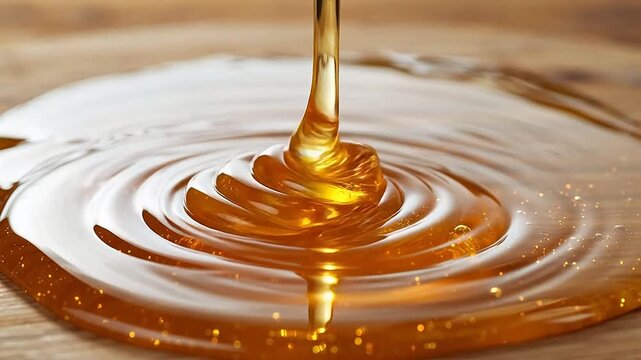 Honey pouring creating ripples