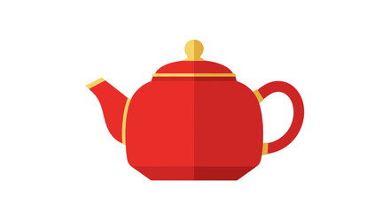 Obraz premium Vibrant Red Teapot with Gold Accents, Isolated on White Background
