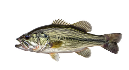 Fototapeta premium Large Mouth Bass Fish Isolated on Black Background for Photography and Illustration
