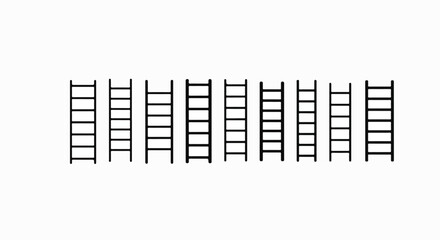 A collection of black and white ladders arranged in a row on a plain background Vector © Runa