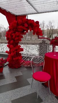 Heart-shaped embankment decoration for Valentine's Day