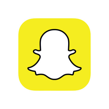 snapchat logo in yellow square, social media application icon