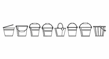 Assorted buckets and pails in various sizes and styles Vector © Runa