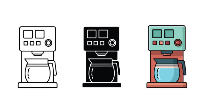 Coffee makers set flat design vector illustration - Vector icon Set - Stickers and Clipart - PNG and SVG Icon collection - Lineal icons - logo template
