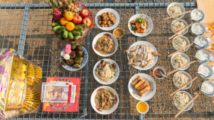Bangkok , Thailand - 16 Feb, 2026 : food for make offerings to the spirits in Chinese new year / pay respect to god