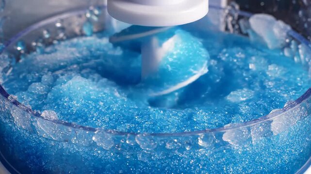 Blue slushy mixture swirling in a blender machine 4K Video