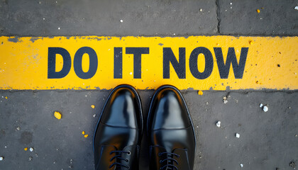 Fototapeta premium Do It Now Motivation Concept, Inspirational Text Message for Productivity, Action, Success, Goal Achievement and Personal Development