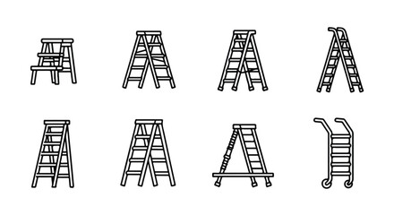 Various types of ladders and their different configurations and structures Vector © Runa