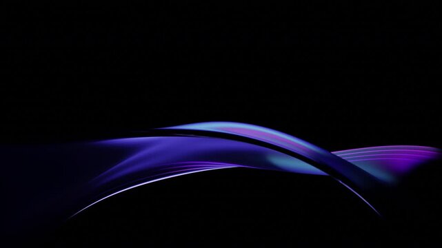 Abstract glass purple wave on a black background, 4k seamless loop 3d animation