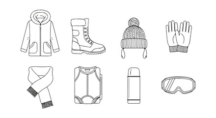 Fototapeta premium Winter sports gear: essential equipment for skiing and snowboarding Vector