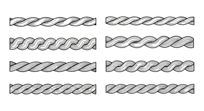 Twelve different types of braided patterns displayed in a single image Vector