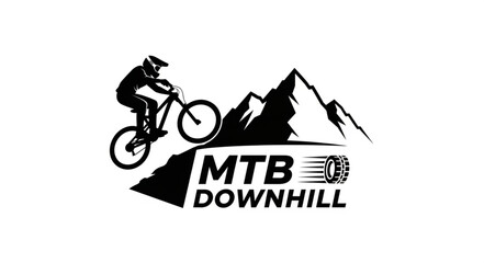 Obraz premium Downhill Mountain Bike Logo Design.