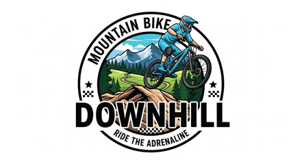 Downhill Mountain Bike Logo Design. © Agus