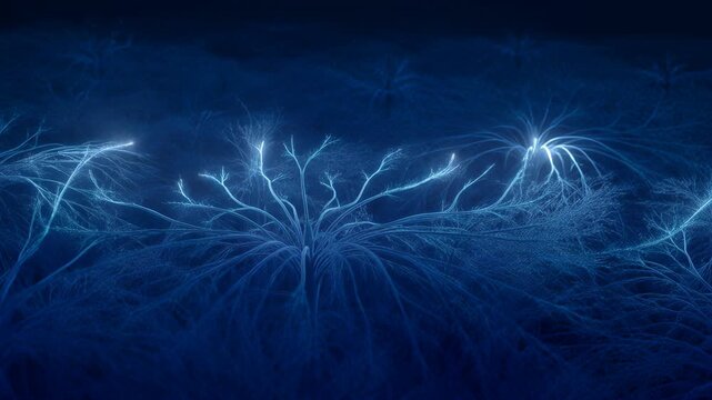 Slow Dolly Shot of Abstract Neural Network Transmitting Glowing Data Signals