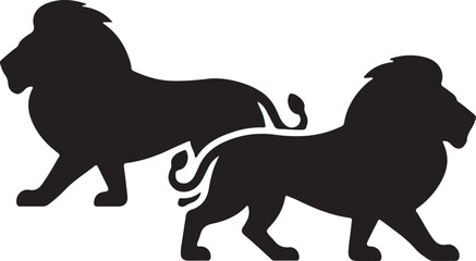 Obraz premium Dual Lion Illustration in Strength and Contrast Concept.