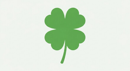 Fototapeta premium Green four-leaf clover symbol a simple flat vector illustration representing luck and good fortune isolated on a white background for design