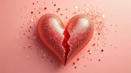 Obraz premium Red Heart on Soft Pink Background