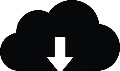 Obraz premium silhouette cloud download icon with arrow symbol for web storage vector design