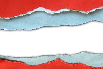 Torn red blue paper