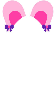 Easter Egg with Bunny Ears and Bows Cute Cartoon Spring Holiday Illustration