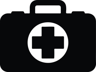 Obraz premium silhouette medical first aid kit box icon for emergency health vector design