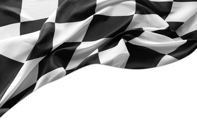 Checkered racing flag on white